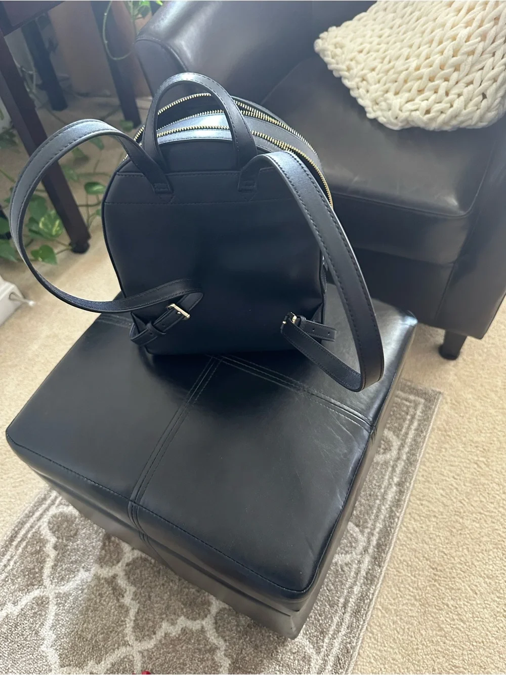 Michael Kors Black Pebbled Leather Mini Backpack with Gold Hardware